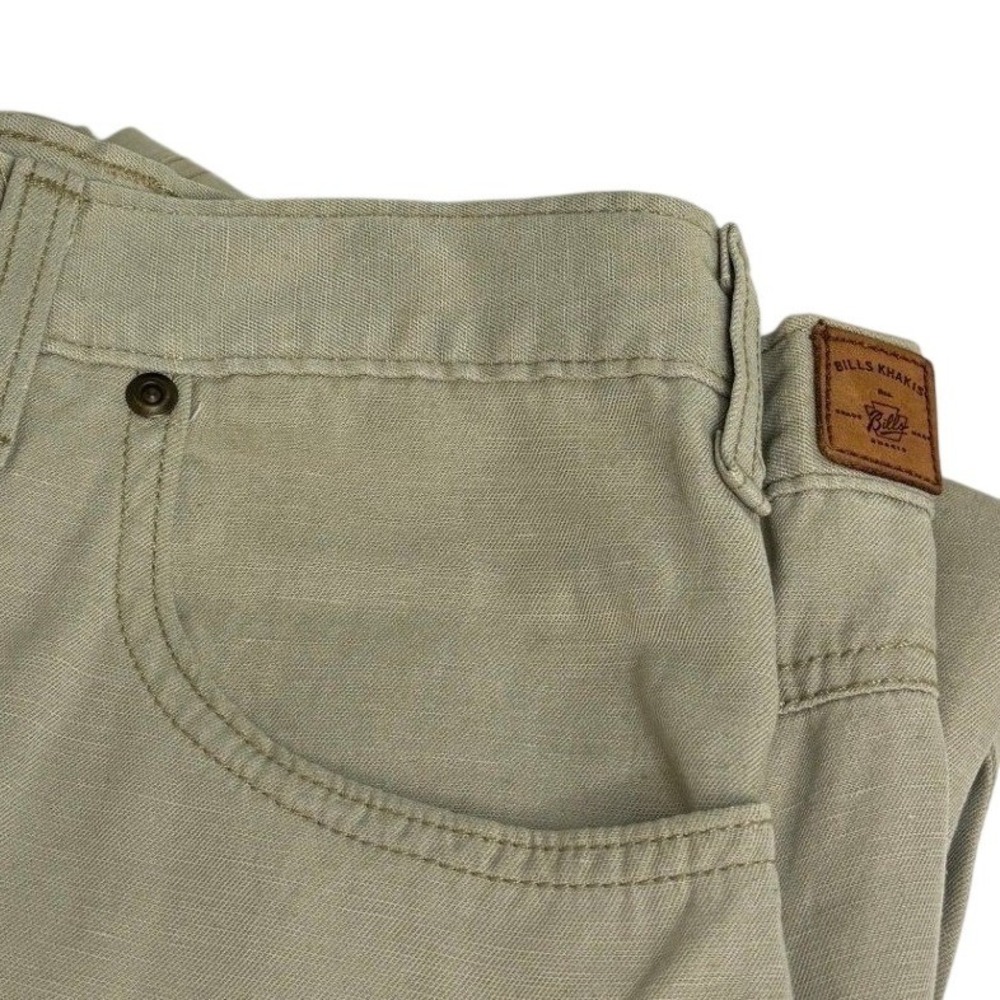 Bills Khakis Mens Straight Stretch Tencel Linen Pants Tan Duct 37x32 USA